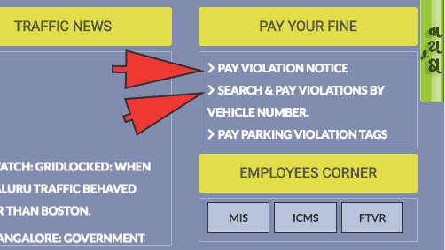 how to check vehicle fine details in bangalore