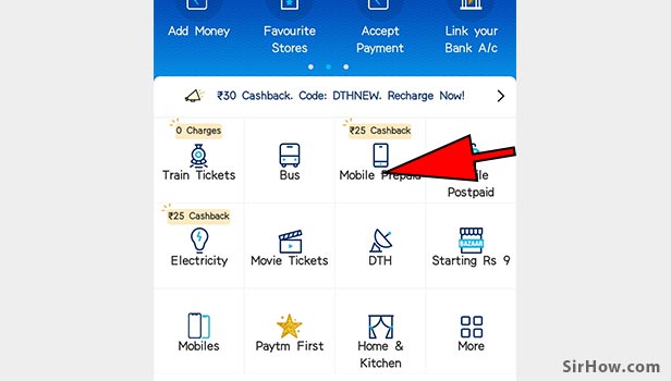 Recharge your mobile number using paytm app