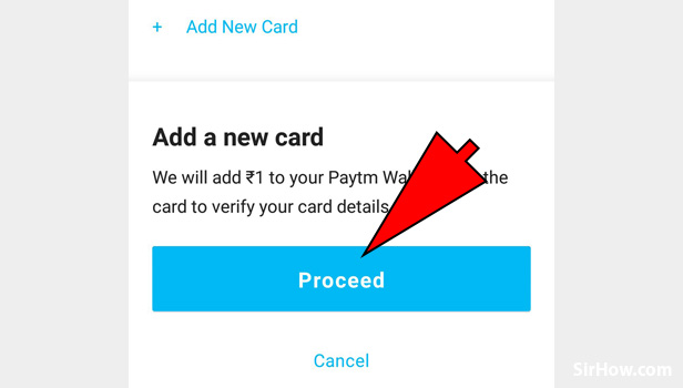 Add Credit card in Paytm