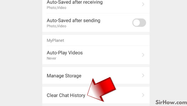 clear chat history in imo step 5