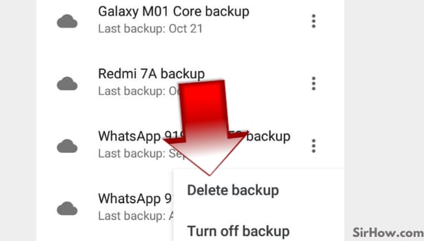 delete whatsapp backup step 5