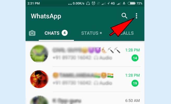 hide whatsapp status